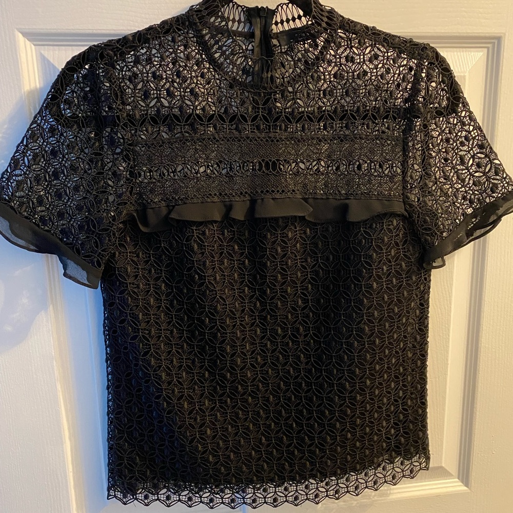 Zara Black Embroidered Top